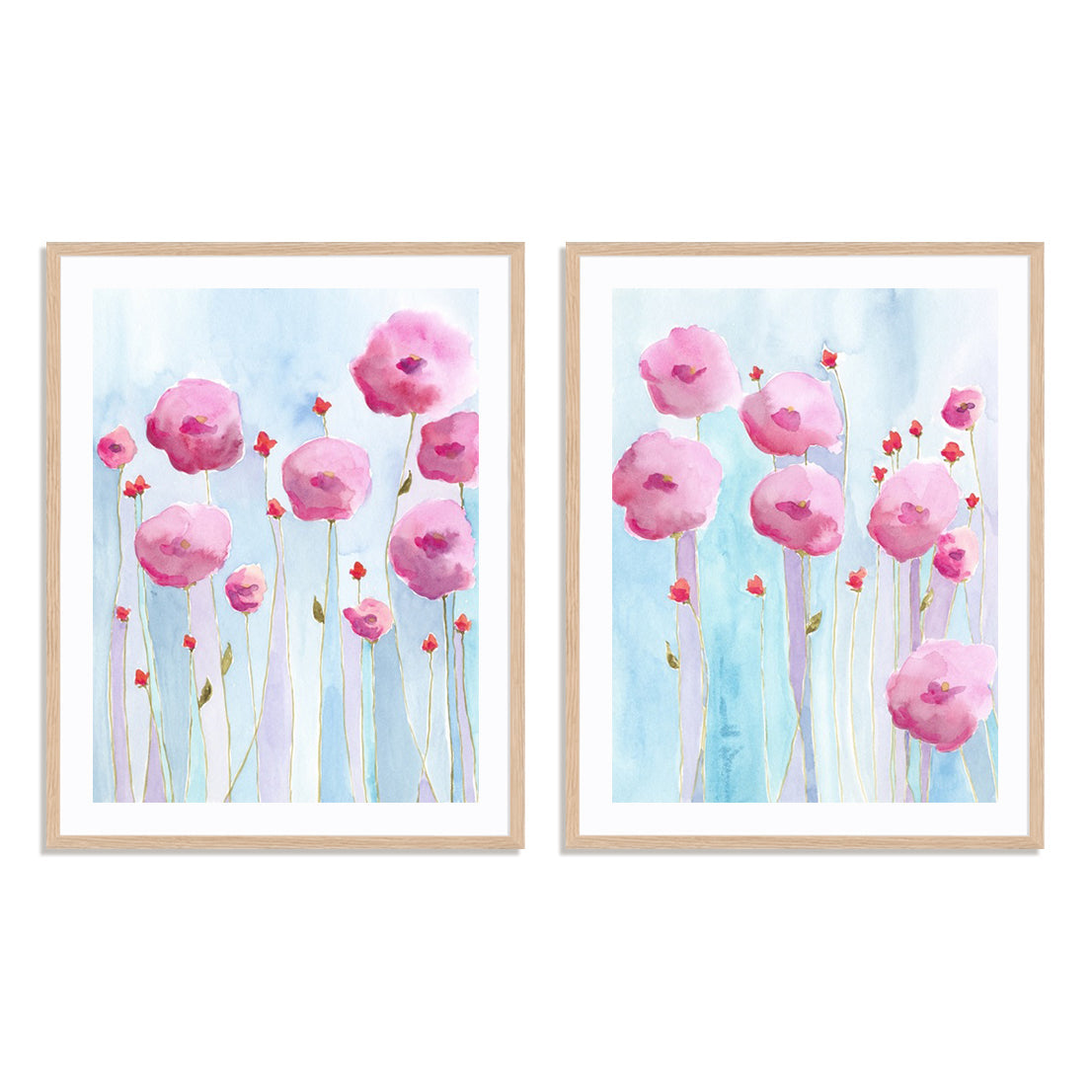 Pink Florets I and II Wall Art