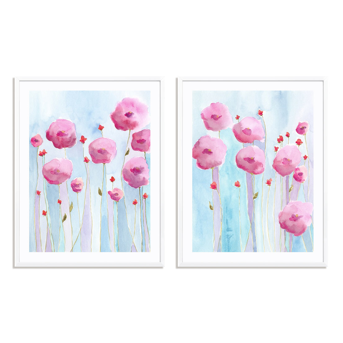 Pink Florets I and II Wall Art