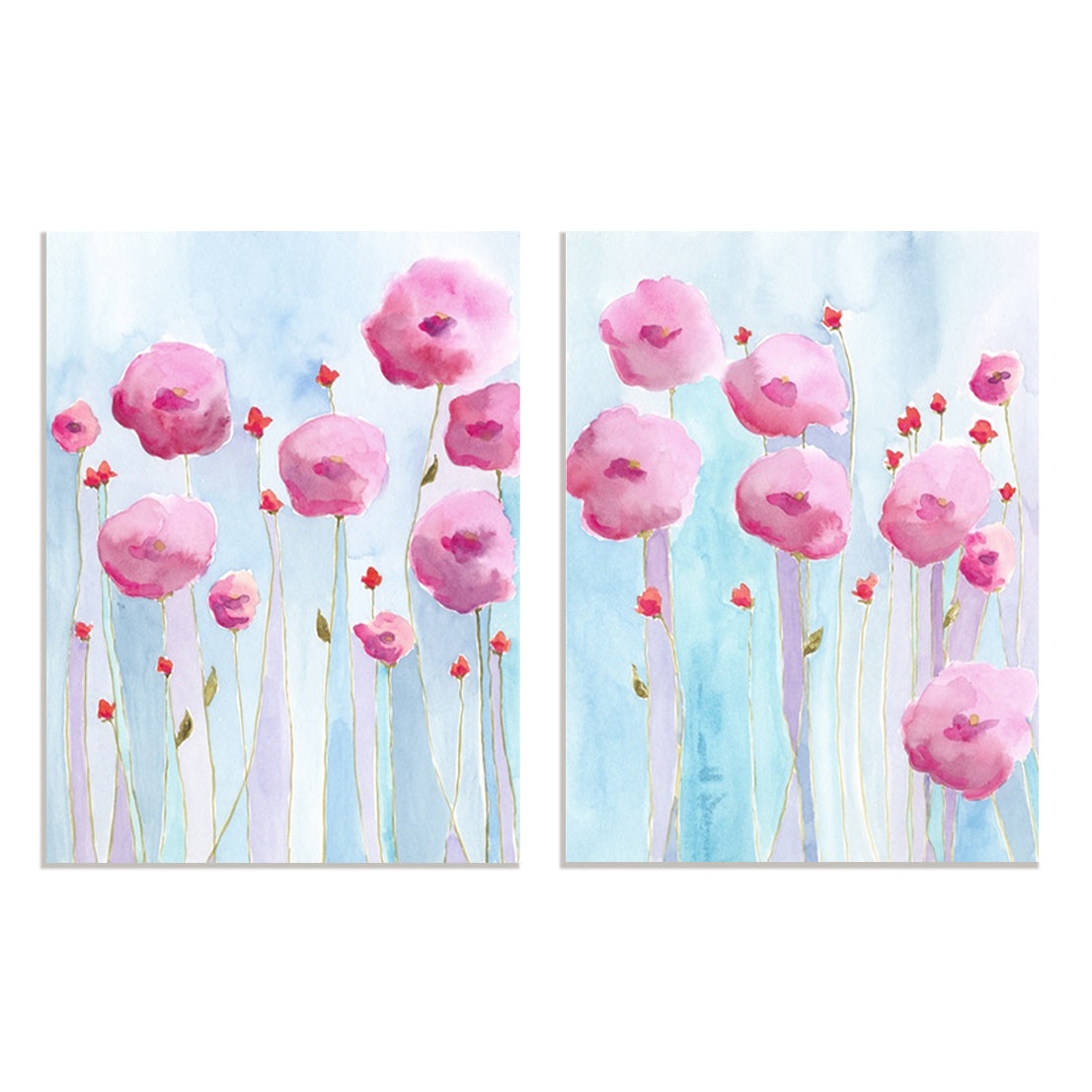 Pink Florets I and II Wall Art