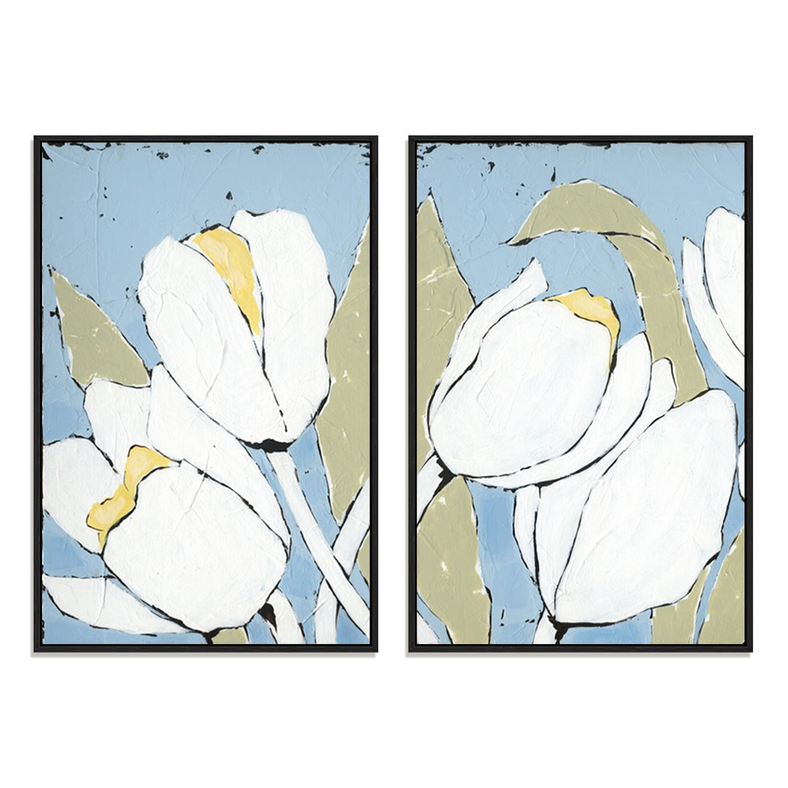 White Tulip Triptych I and II Wall Art