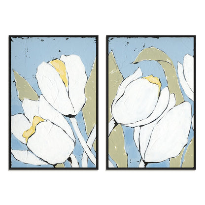 White Tulip Triptych I and II Wall Art