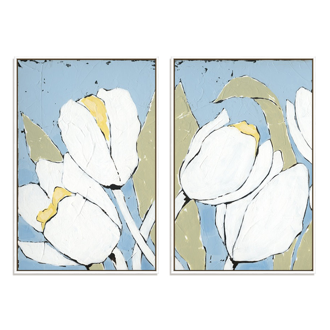 White Tulip Triptych I and II Wall Art