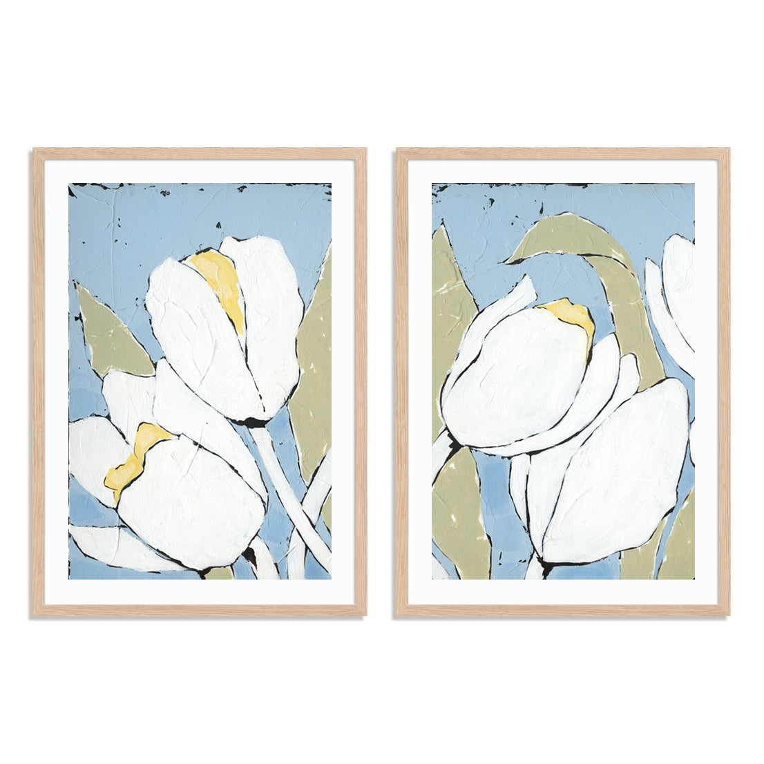 White Tulip Triptych I and II Wall Art