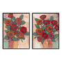 Poppies in a Vase I and II Wall Art