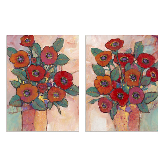 Poppies in a Vase I and II Wall Art