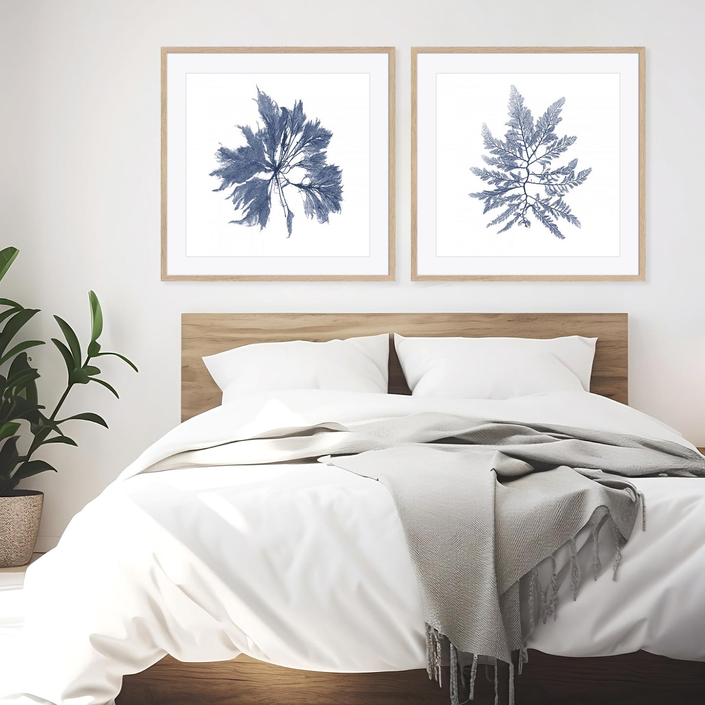 Navy Seaweed I and II Wall Art