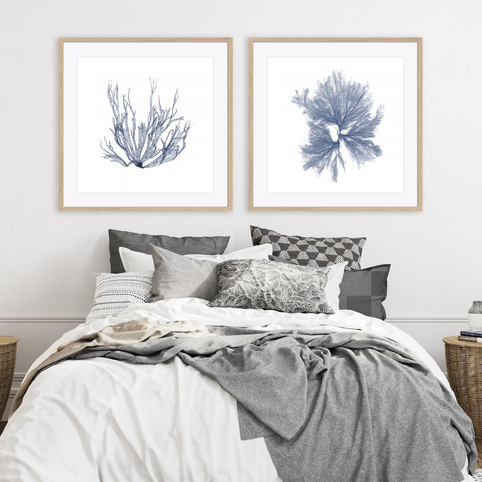 Navy Seaweed IV and III Wall Art