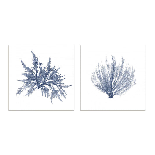 Navy Seaweed V and VI Wall Art