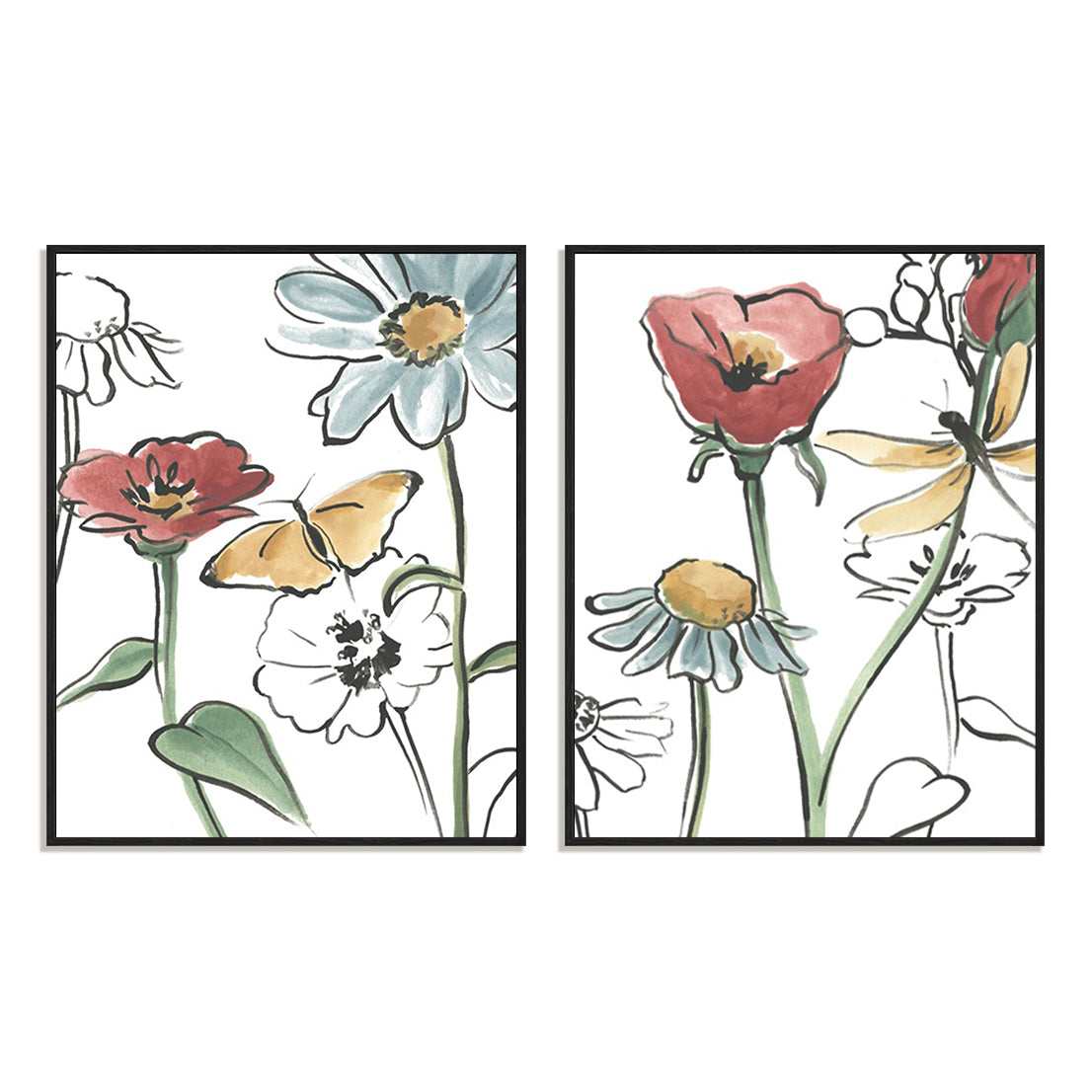 Pair Boho Florals IV and VI Wall Art