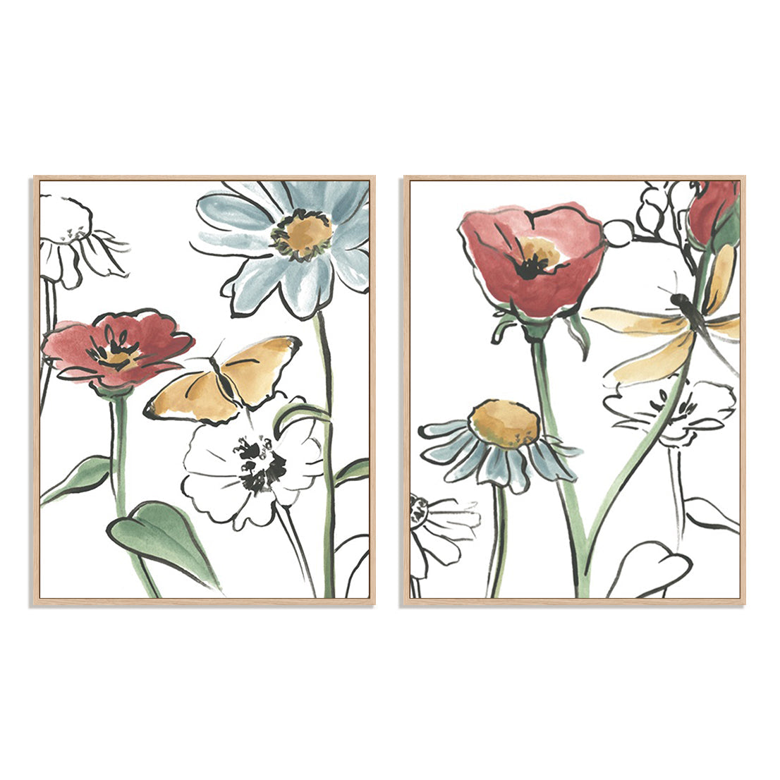 Pair Boho Florals IV and VI Wall Art