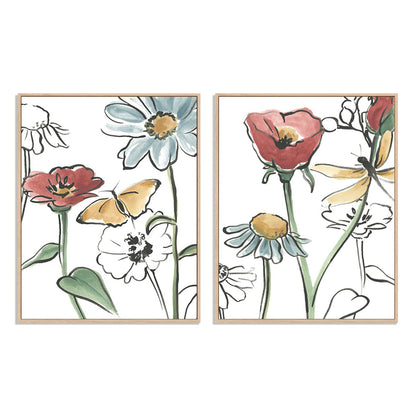 Pair Boho Florals IV and VI Wall Art