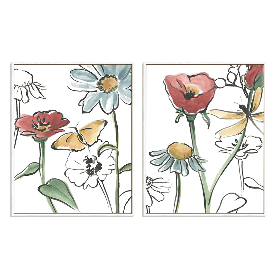 Pair Boho Florals IV and VI Wall Art