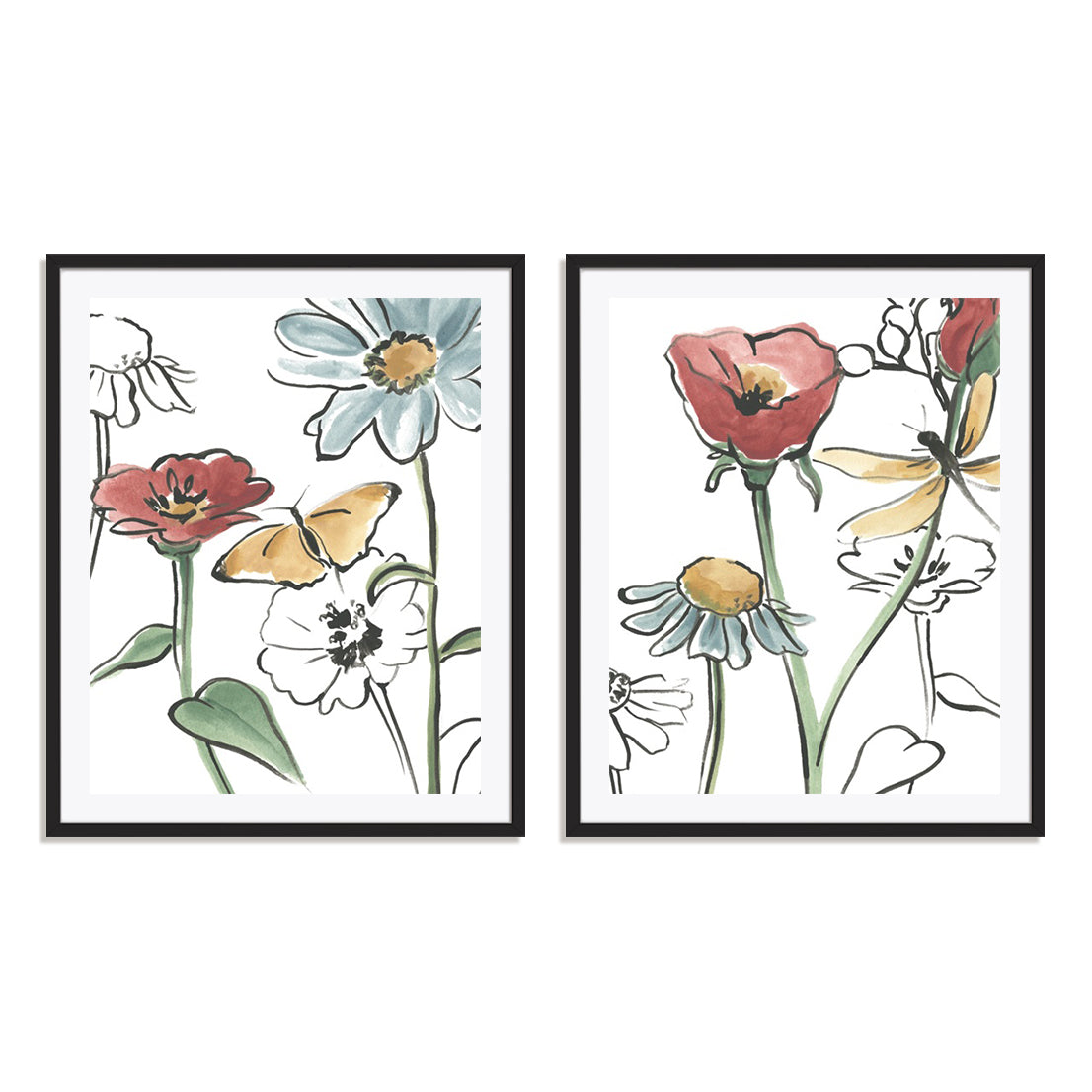 Pair Boho Florals IV and VI Wall Art
