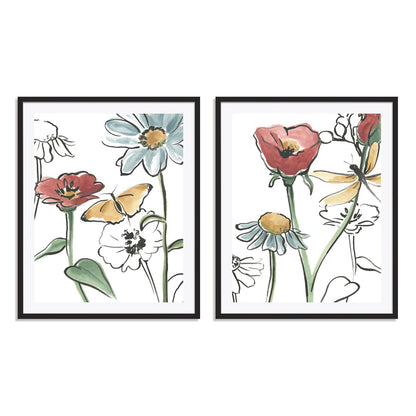 Pair Boho Florals IV and VI Wall Art