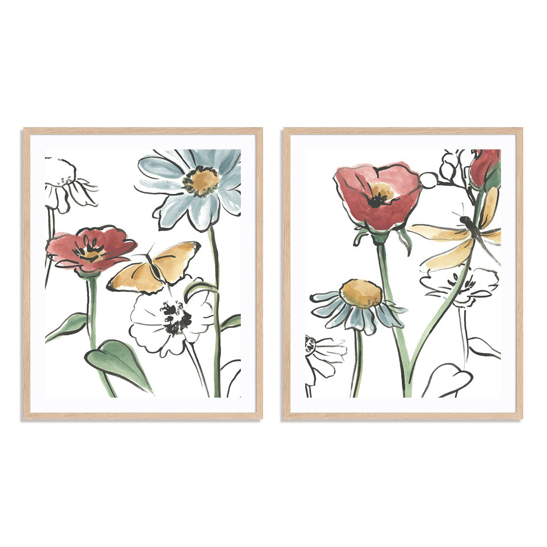 Pair Boho Florals IV and VI Wall Art