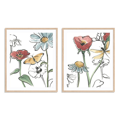 Pair Boho Florals IV and VI Wall Art
