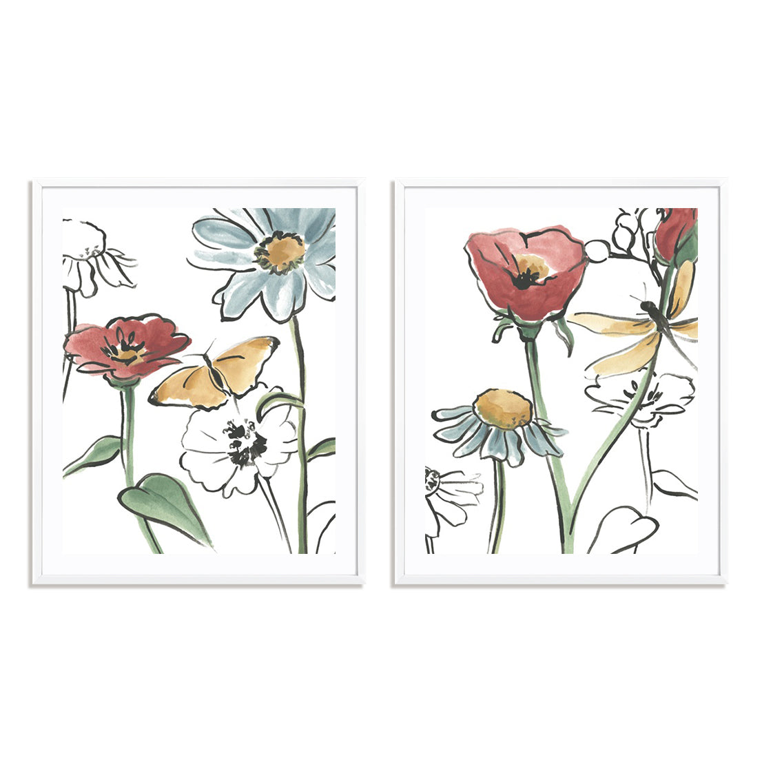 Pair Boho Florals IV and VI Wall Art