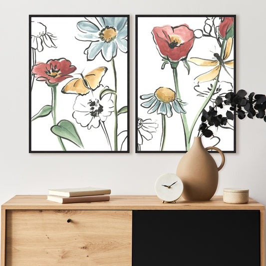 Pair Boho Florals IV and VI Wall Art