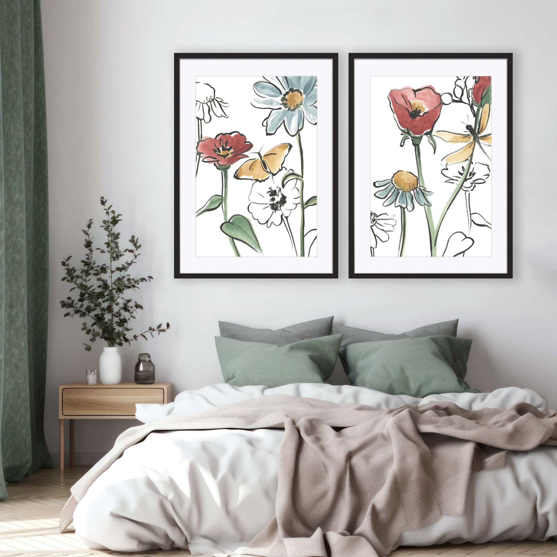 Pair Boho Florals IV and VI Wall Art