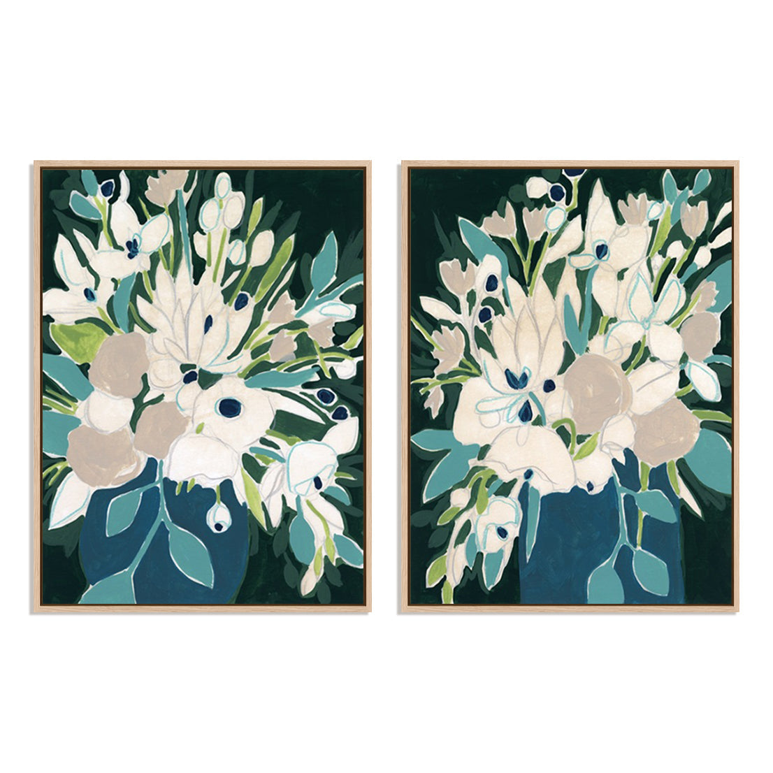 Blue Bloom Sketch I and II Wall Art