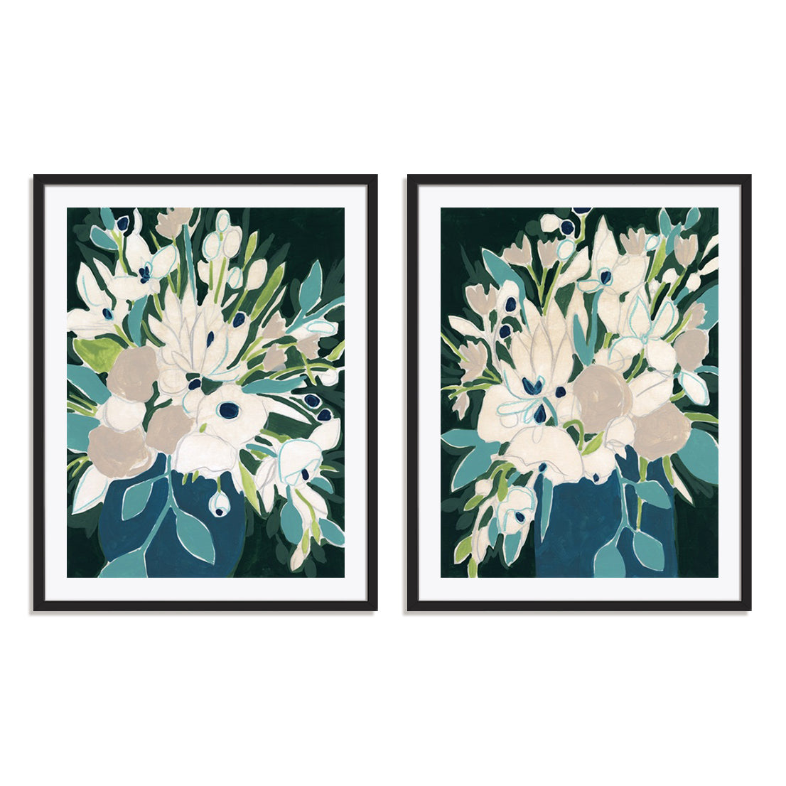 Blue Bloom Sketch I and II Wall Art