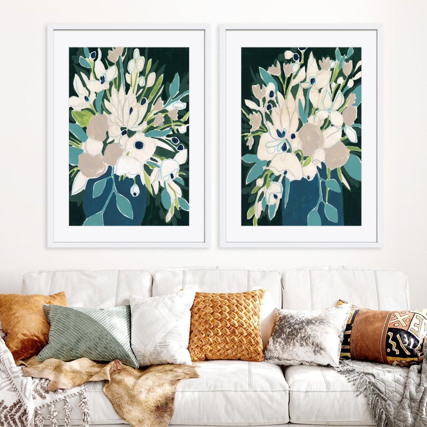 Blue Bloom Sketch I and II Wall Art
