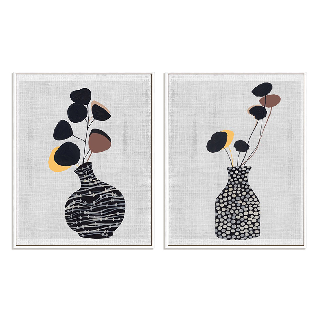 Decorated Vase with Plant I and II Wall Art