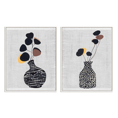 Decorated Vase with Plant I and II Wall Art