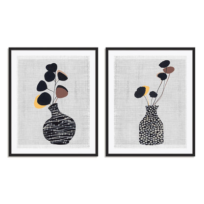 Decorated Vase with Plant I and II Wall Art