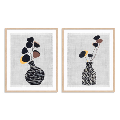Decorated Vase with Plant I and II Wall Art