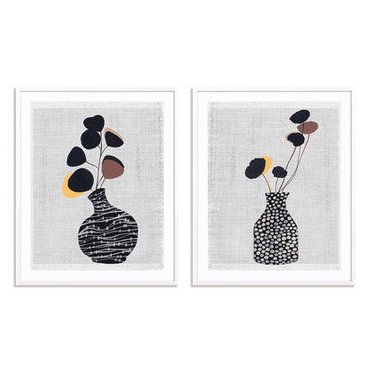 Decorated Vase with Plant I and II Wall Art