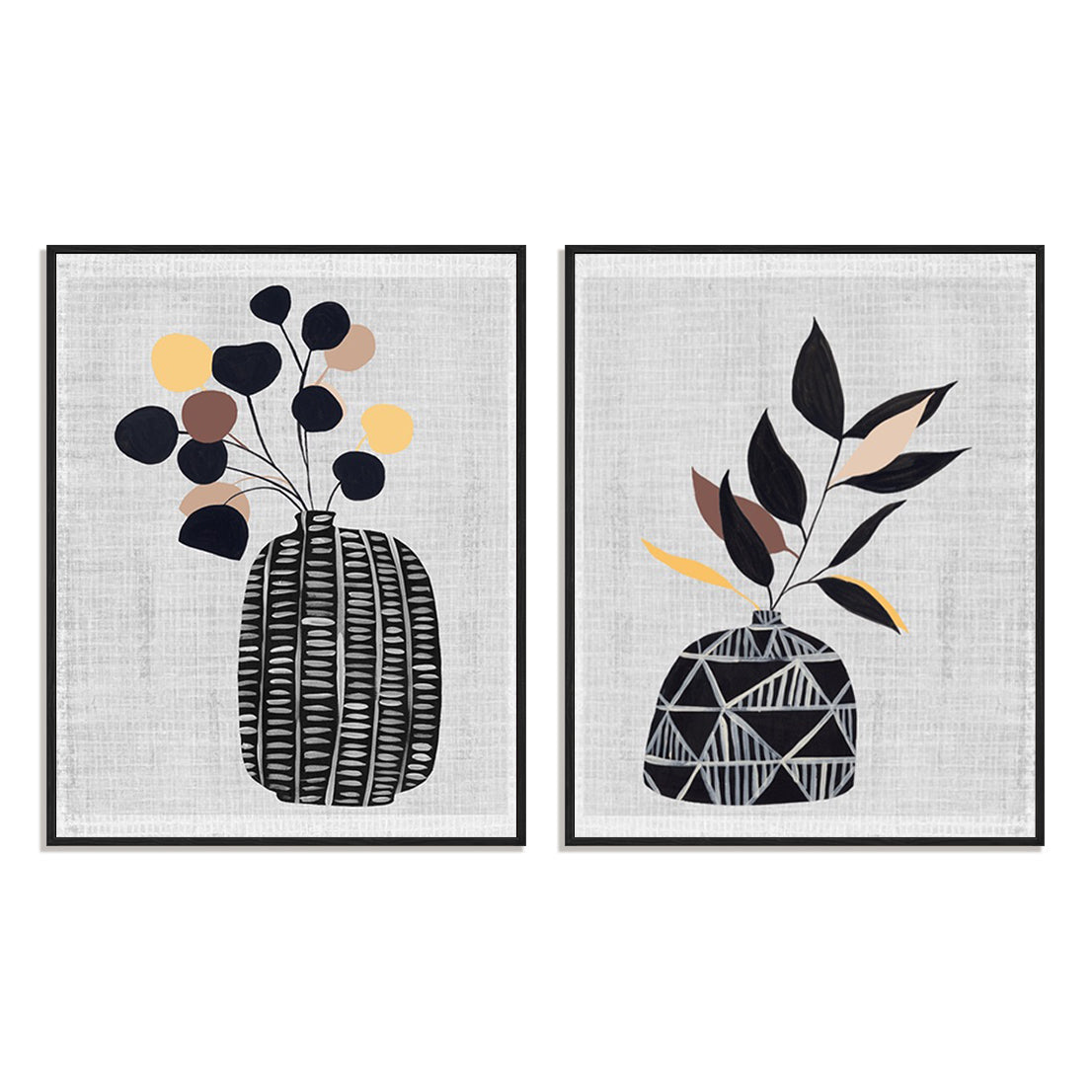 Decorated Vase with Plant III and IV Wall Art