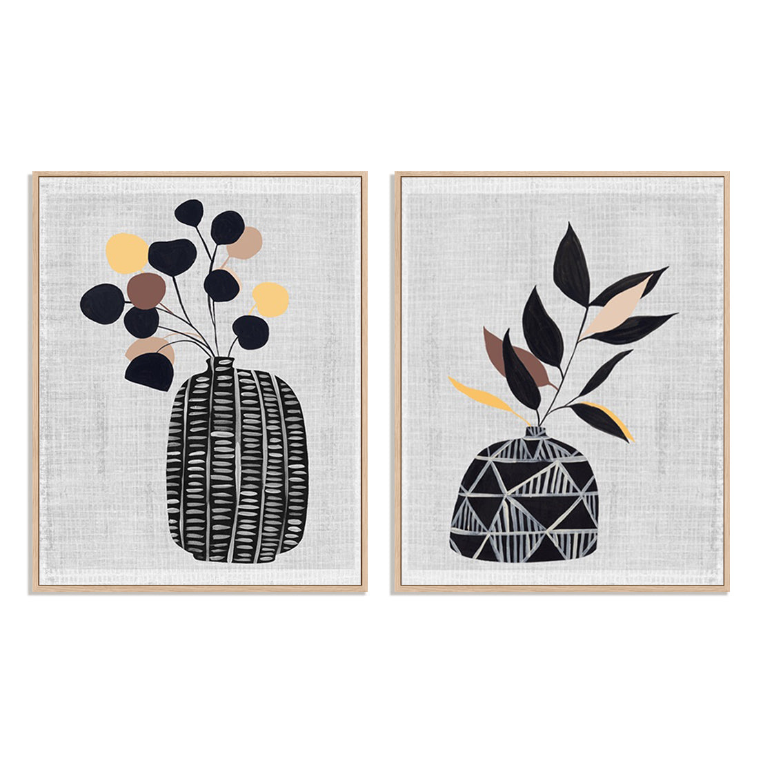 Decorated Vase with Plant III and IV Wall Art