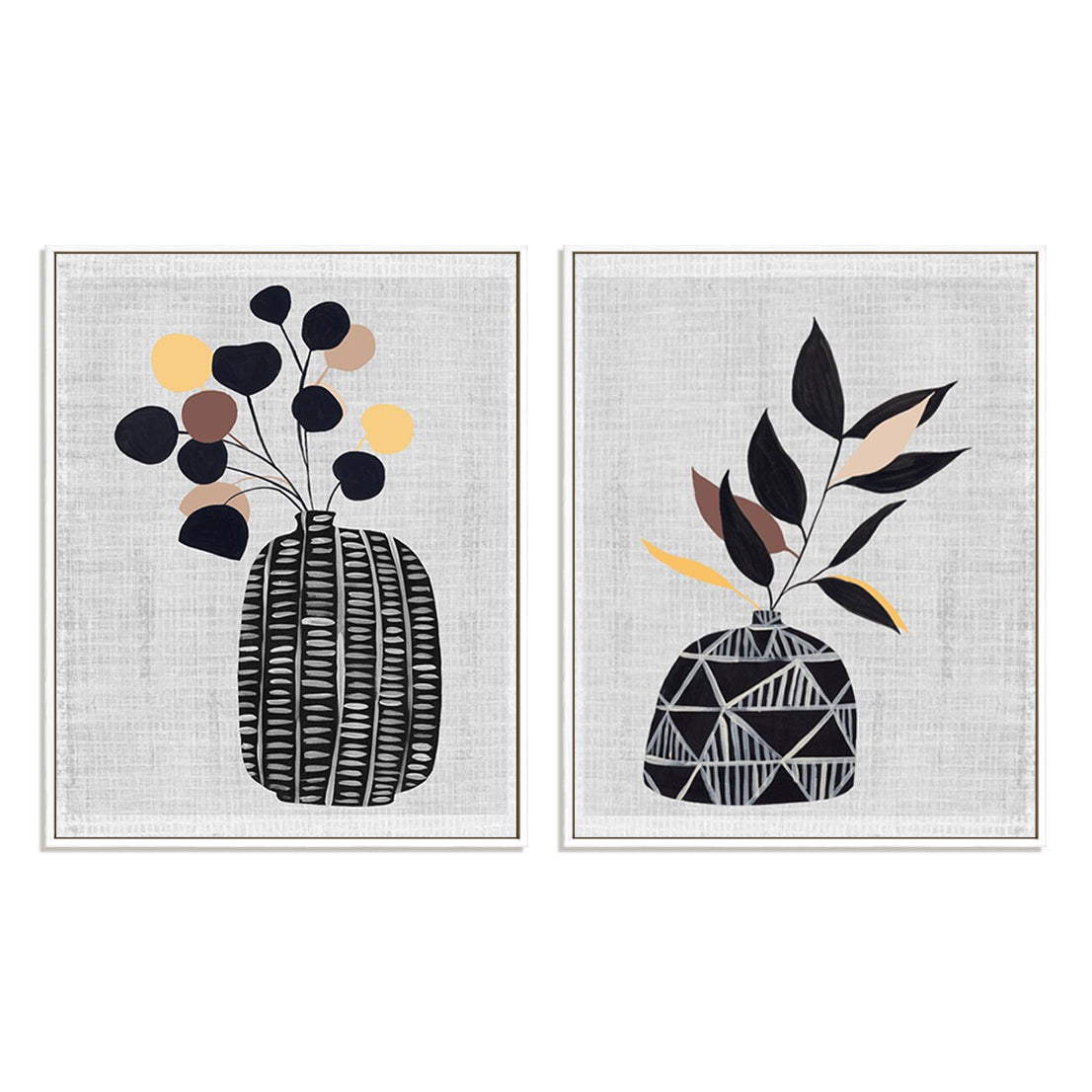 Decorated Vase with Plant III and IV Wall Art