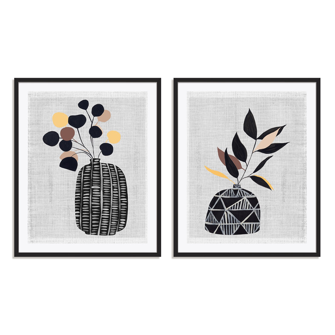 Decorated Vase with Plant III and IV Wall Art