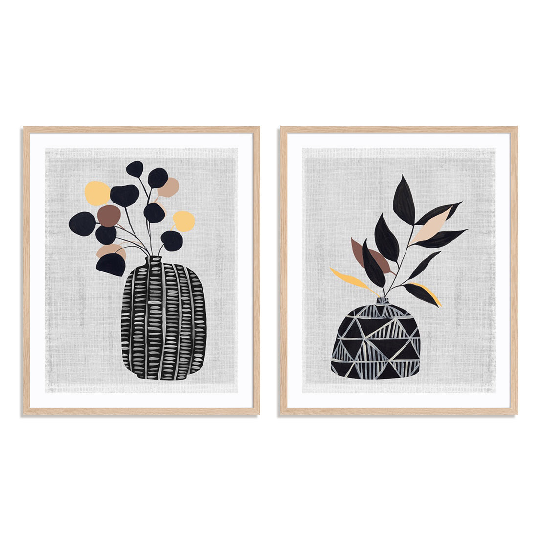Decorated Vase with Plant III and IV Wall Art