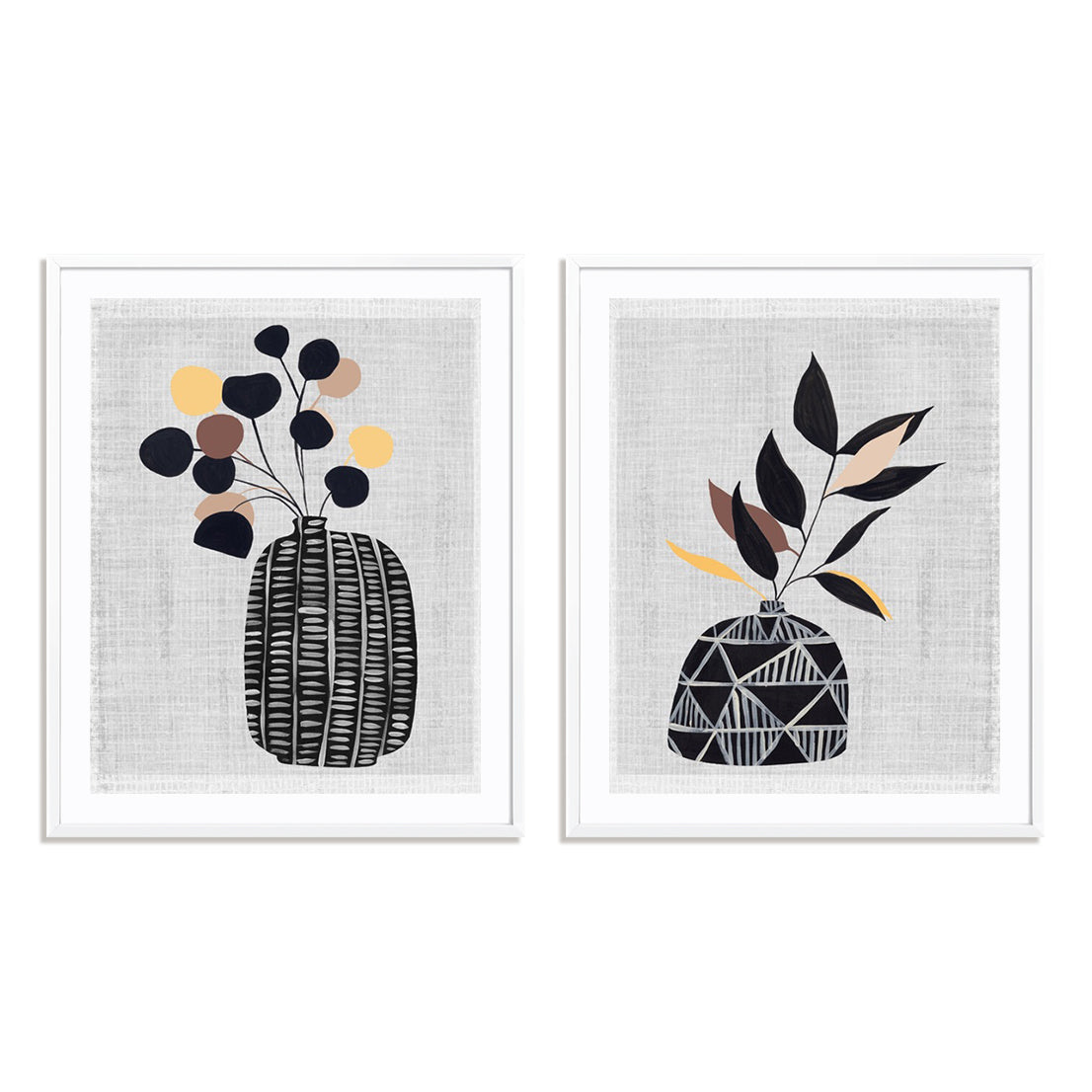 Decorated Vase with Plant III and IV Wall Art