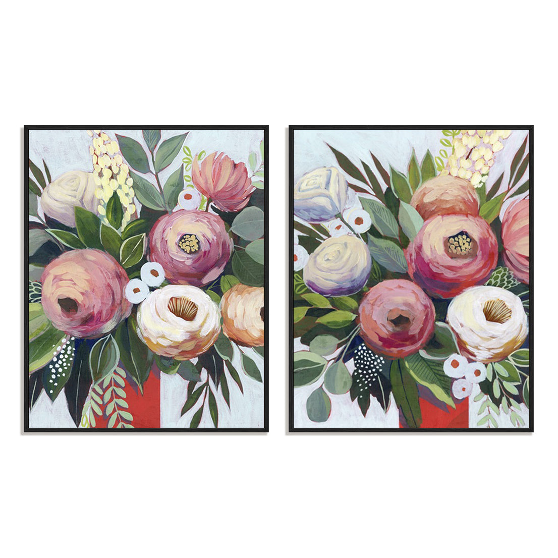Lustrous Bouquet I and II Wall Art