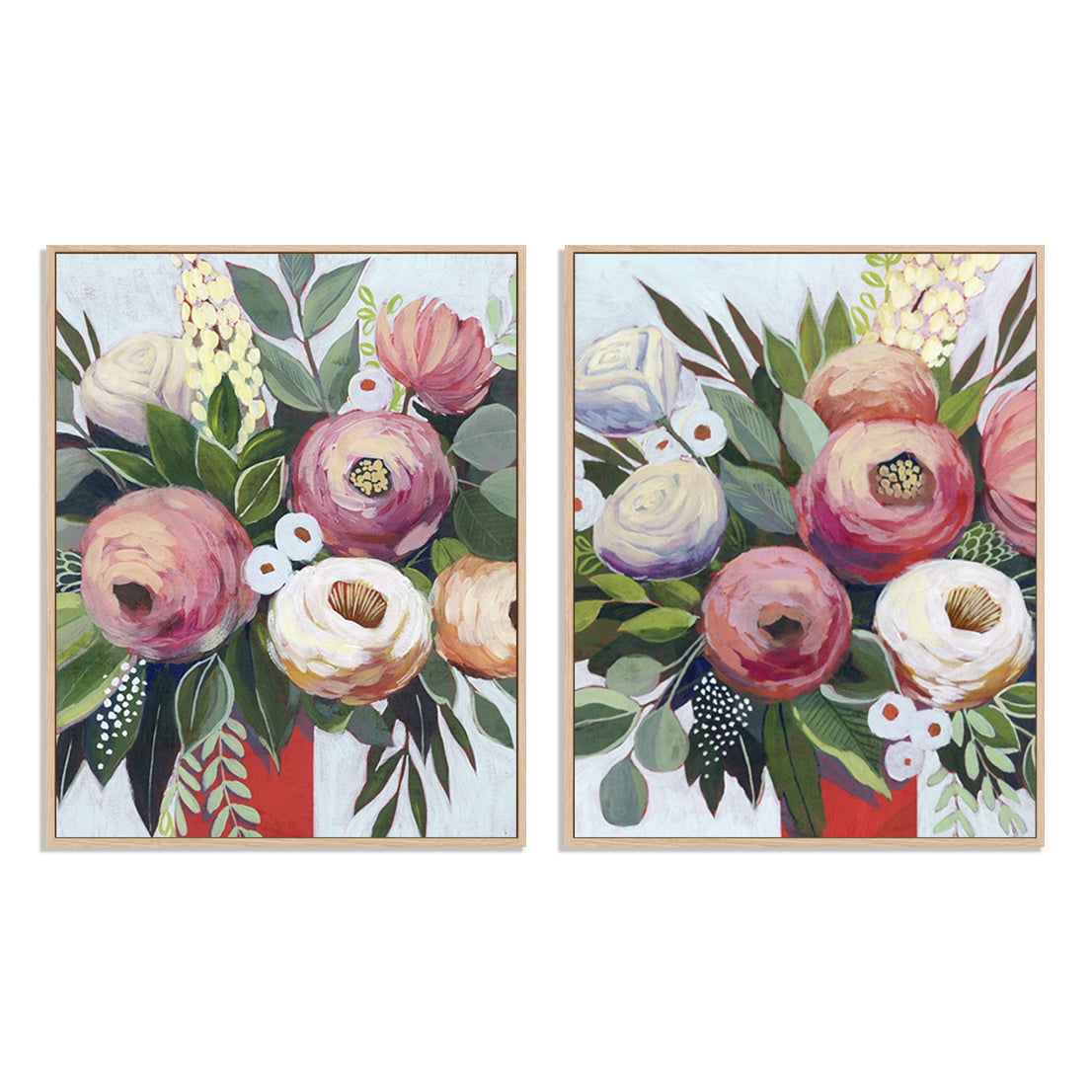 Lustrous Bouquet I and II Wall Art