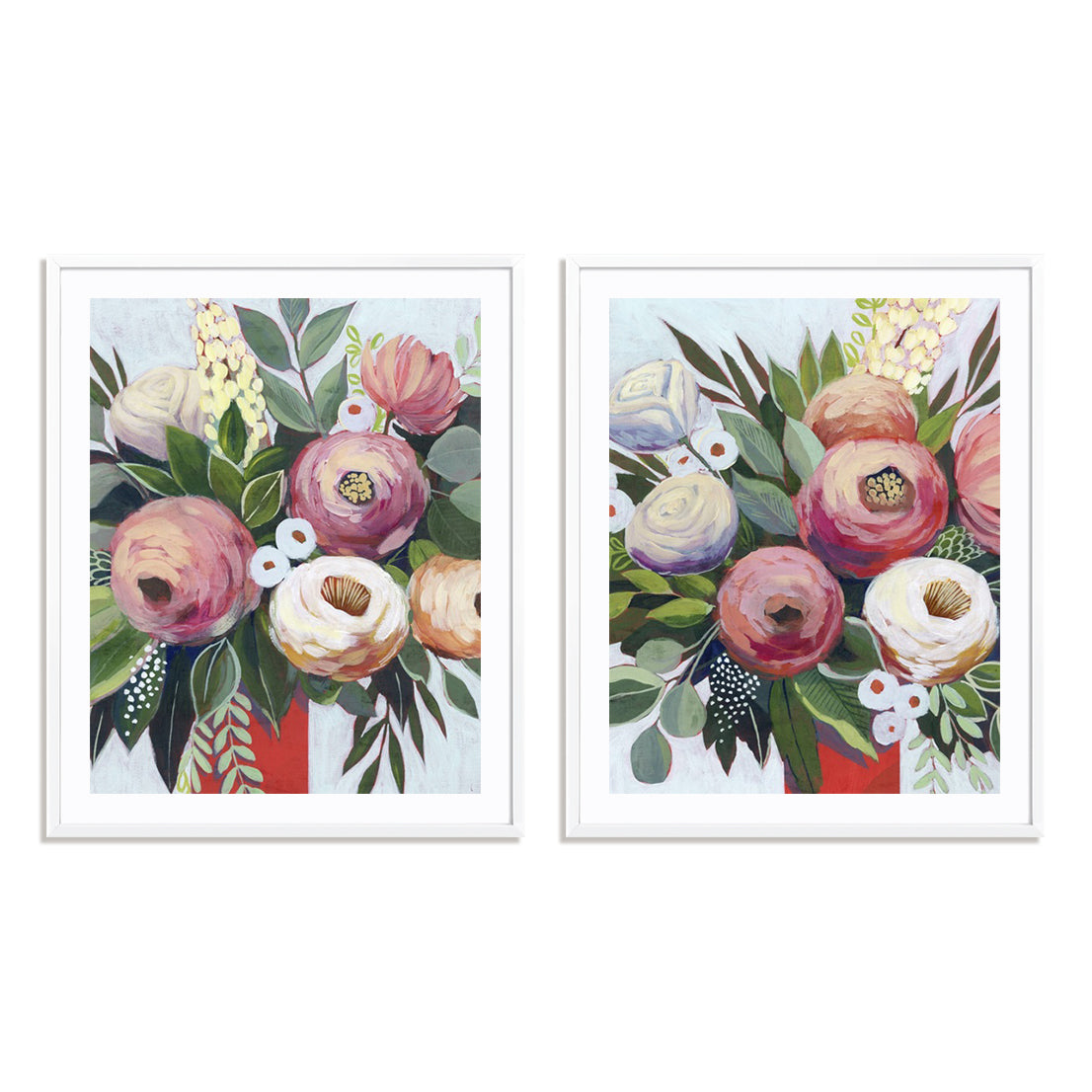 Lustrous Bouquet I and II Wall Art