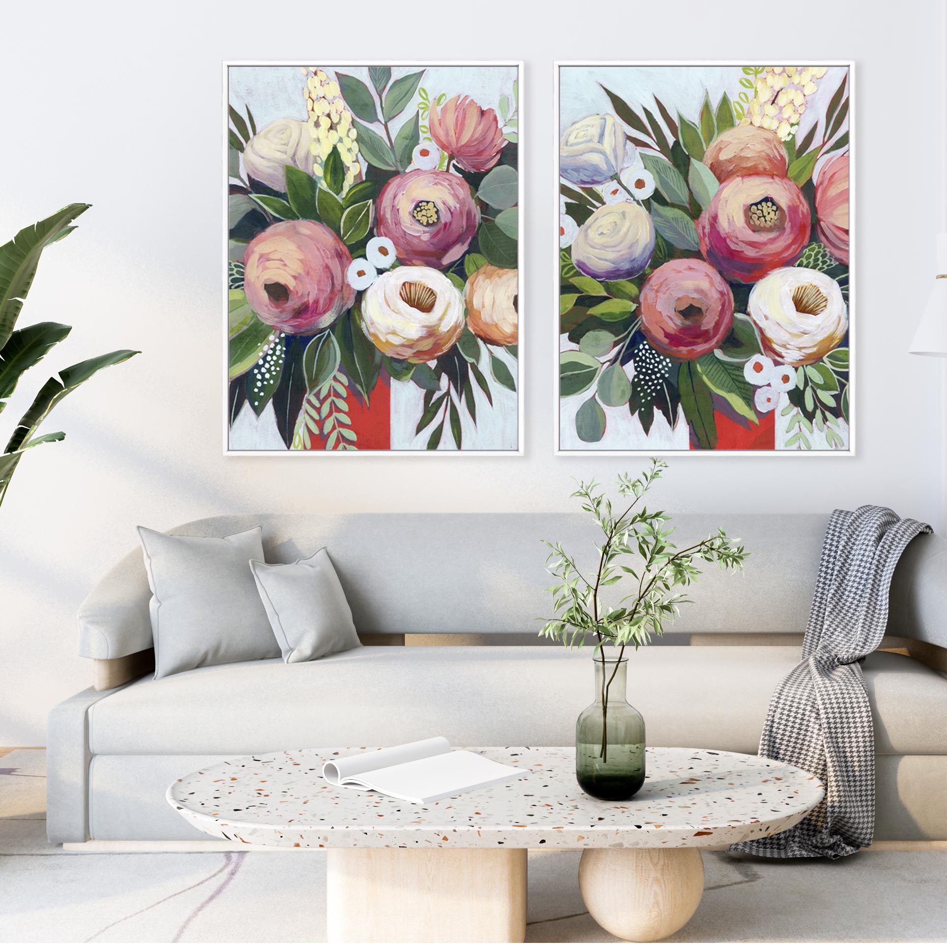 Lustrous Bouquet I and II Wall Art