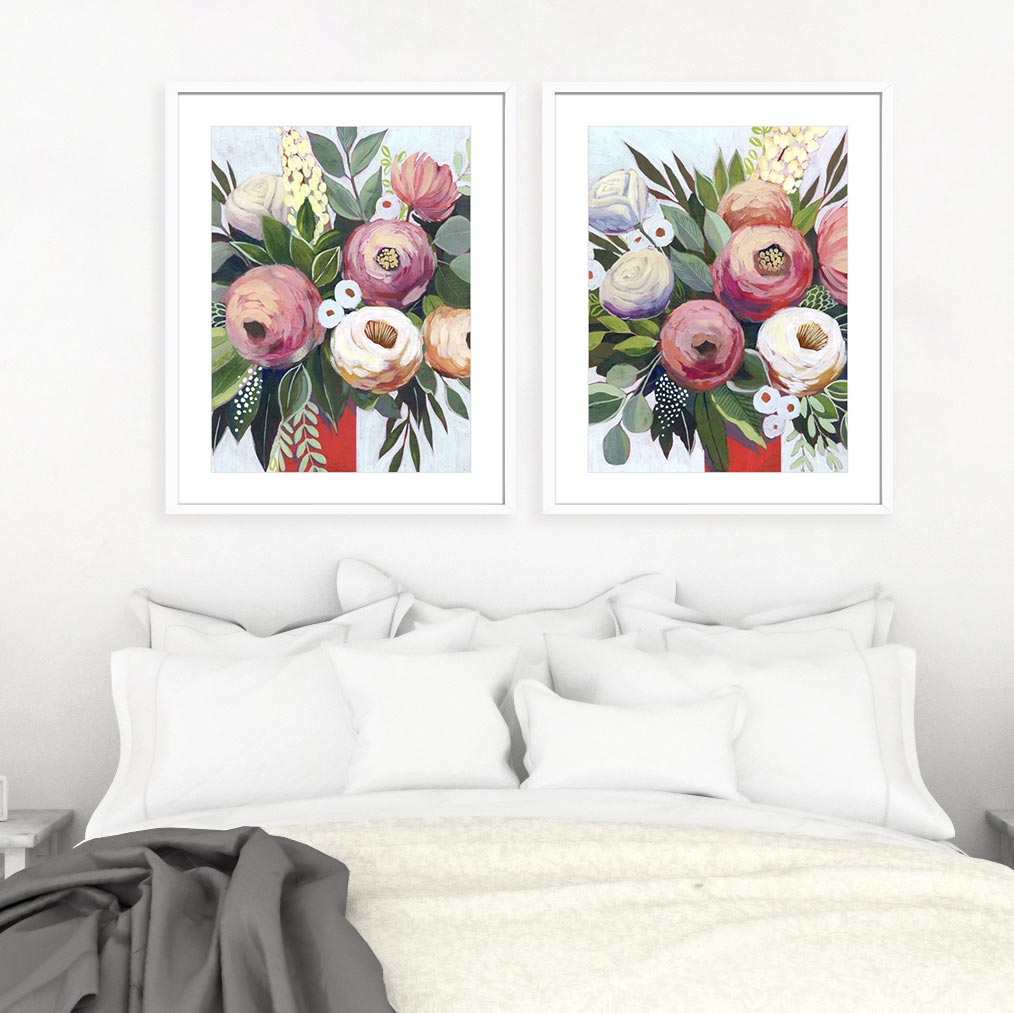 Lustrous Bouquet I and II Wall Art