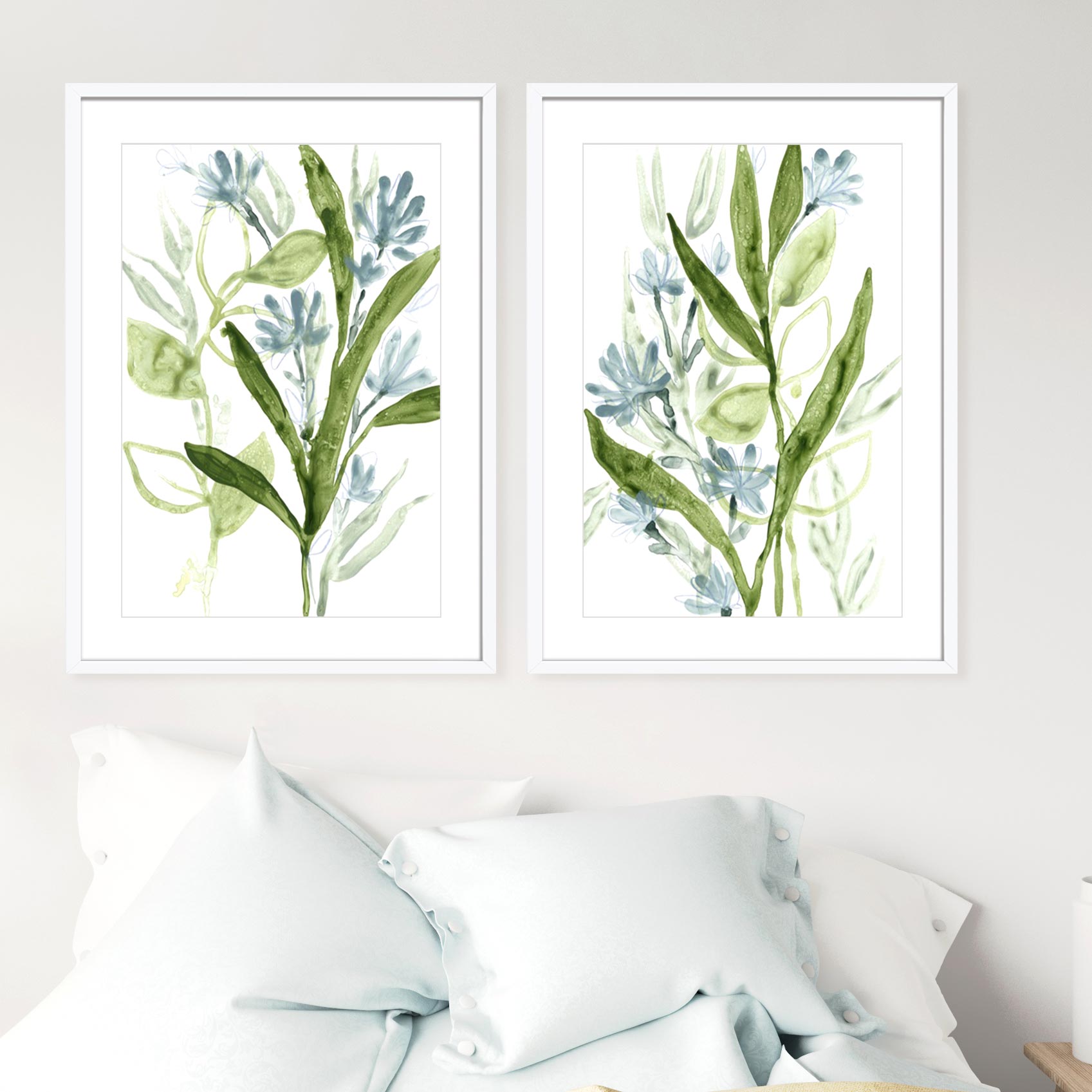 Meadow Blues III and I Wall Art