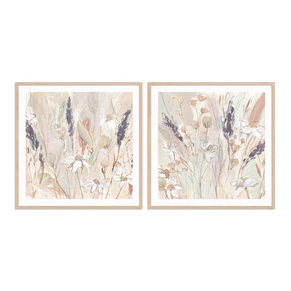 Lavender Flower Field I and II Wall Art