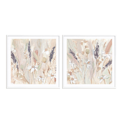 Lavender Flower Field I and II Wall Art