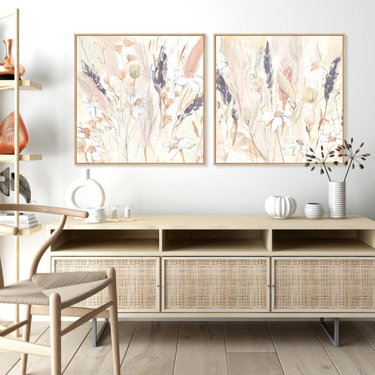 Lavender Flower Field I and II Wall Art