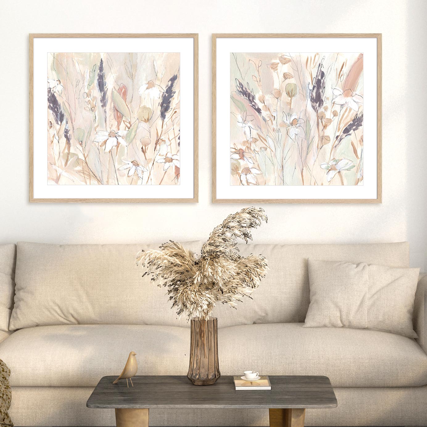 Lavender Flower Field I and II Wall Art