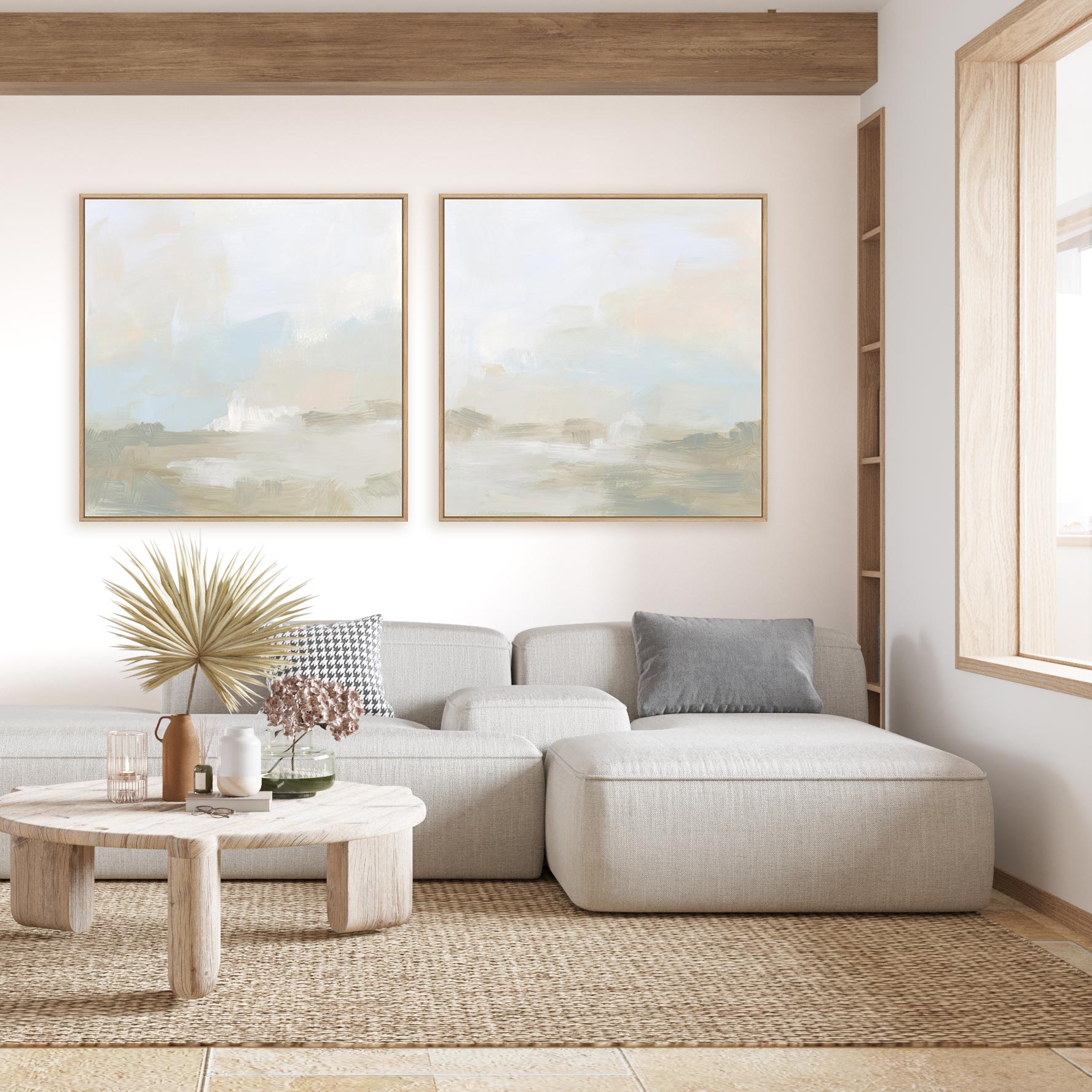 Cream Vista I and II Wall Art