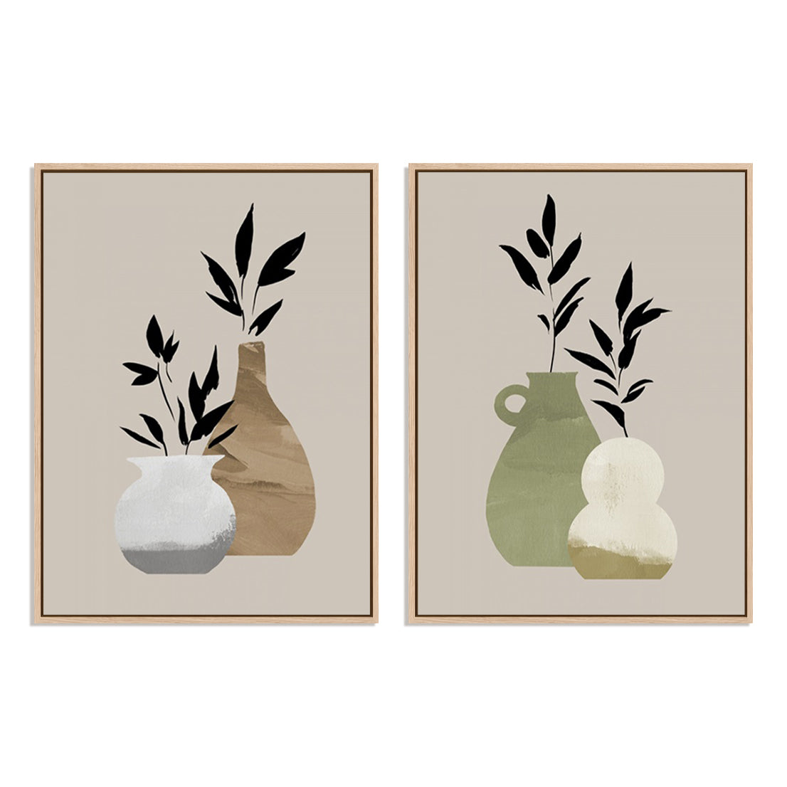 Simple Bud Vases I and II Wall Art