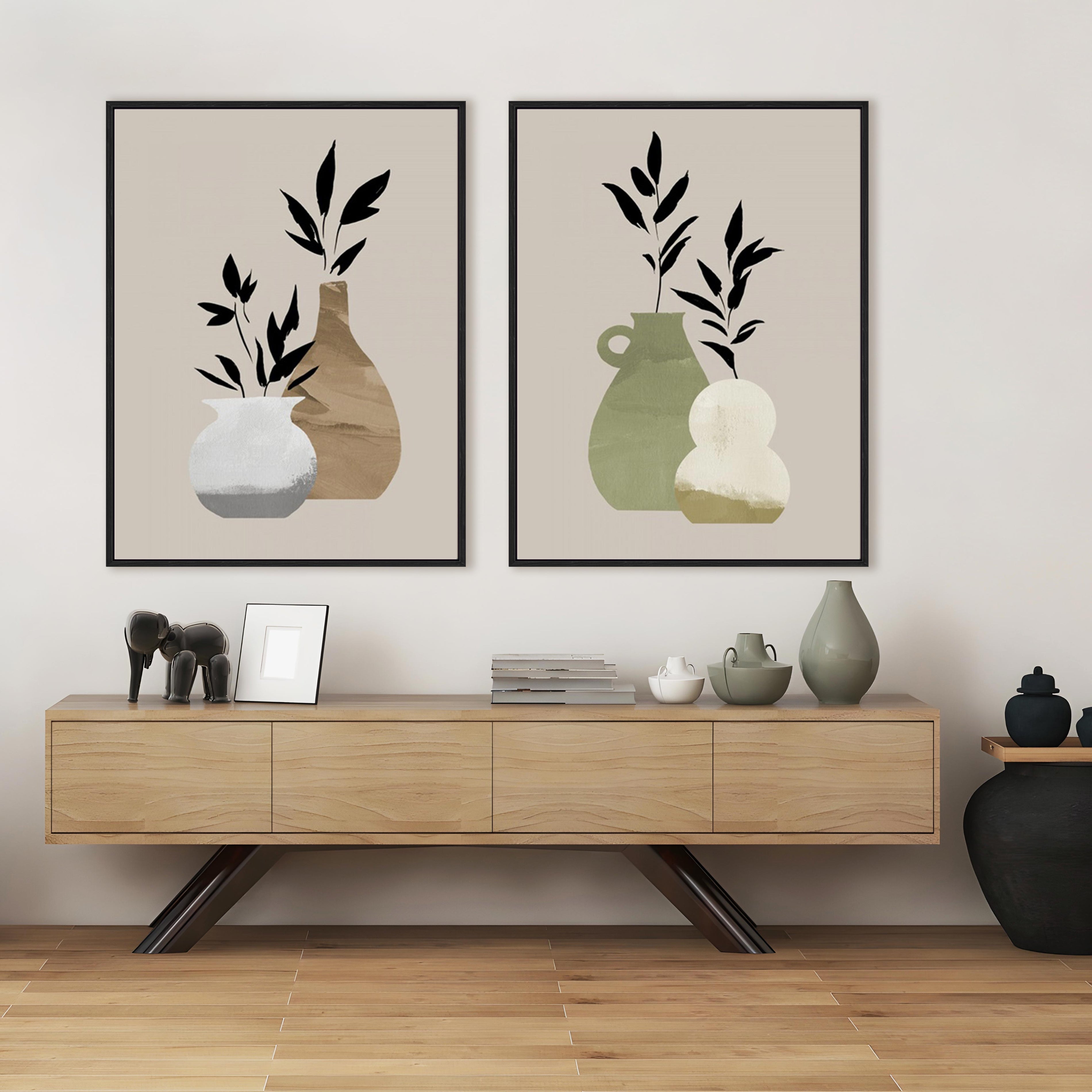 Simple Bud Vases I and II Wall Art